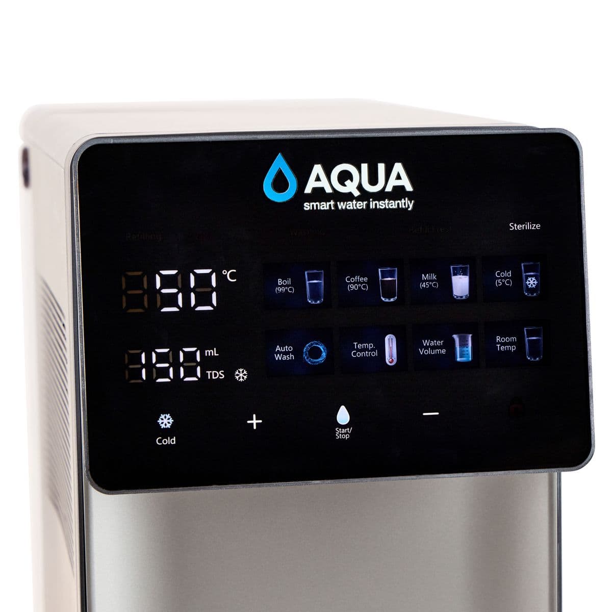 Close-up of the Aqua touch display